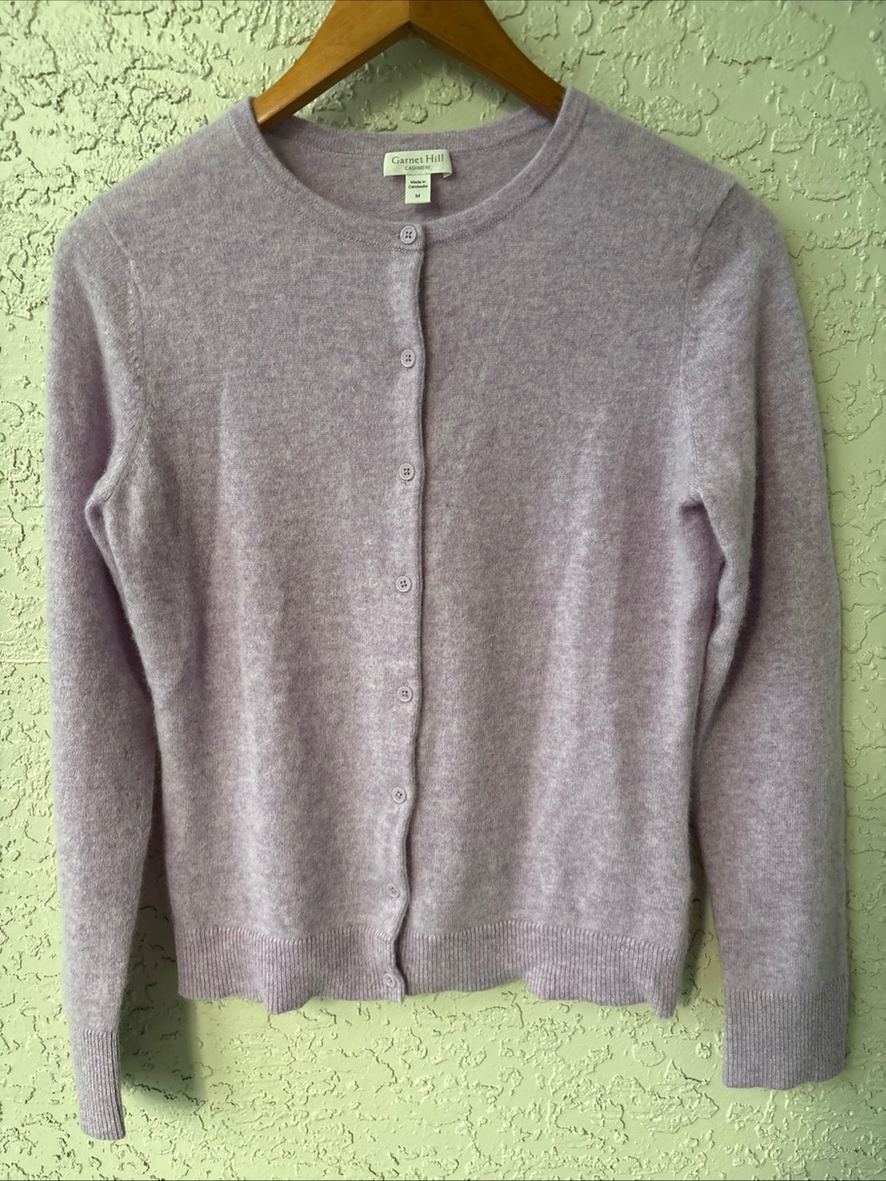 Garnet Hill 100% Cashmere Cardigan Sweater Lilac Purple Cozy Cottagecore M